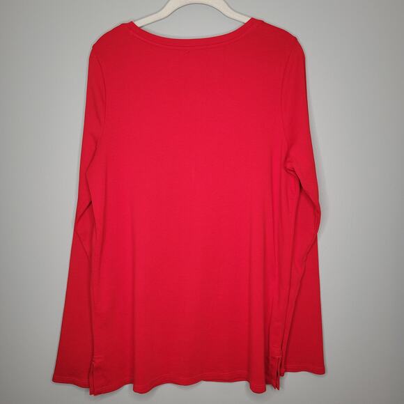 J Jill ‎ Red T Shirt Womens Size L Tall Long Sleeve Pima Cotton Easy Comfy Tee - Picture 4 of 12